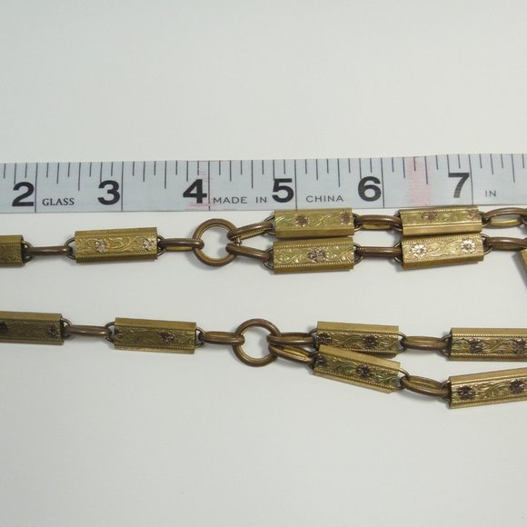 Victorian Book Chain Necklace Choker Brass Gold - Picture 6 of 10